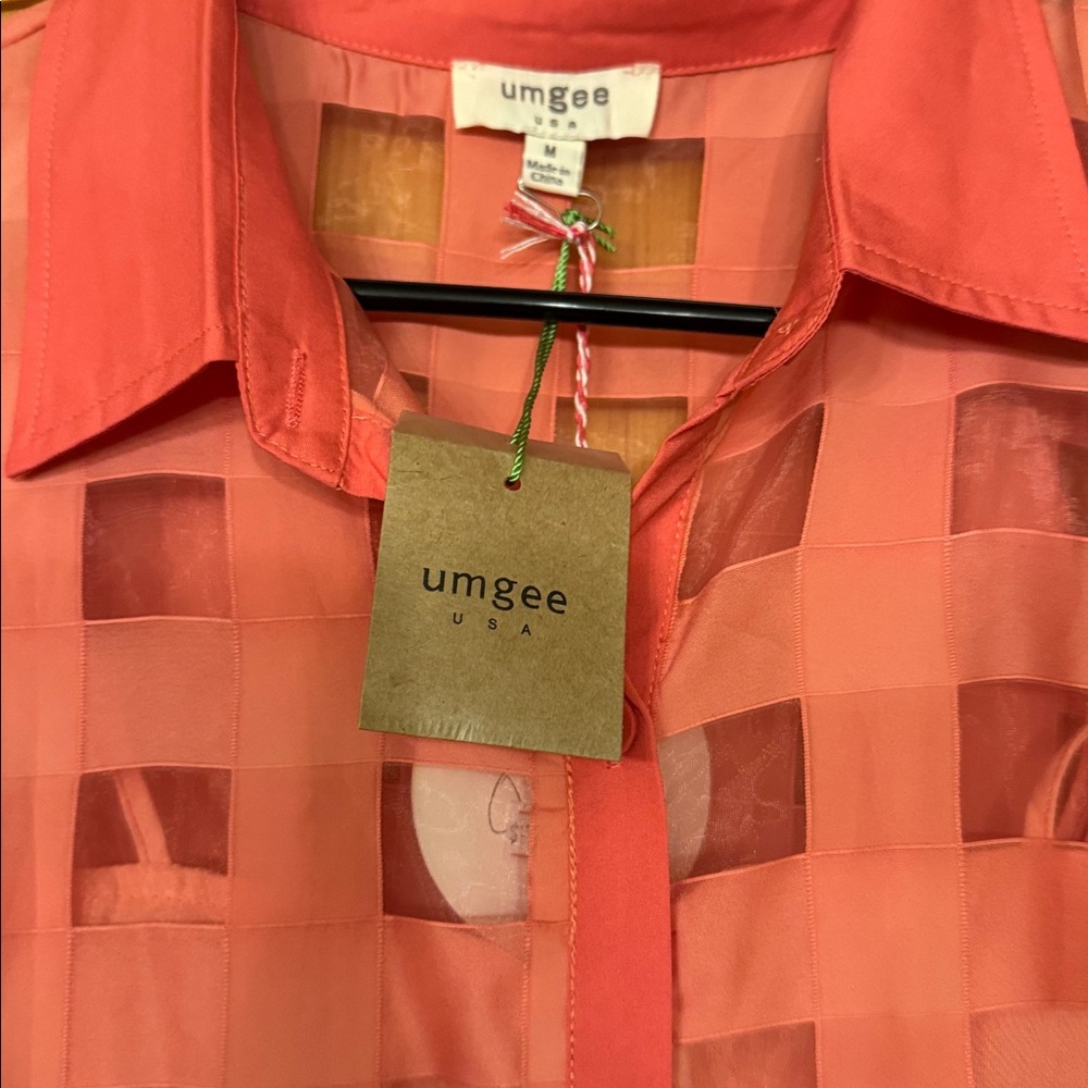 Umgee Coral Checkered Dress - Picture 3 of 3